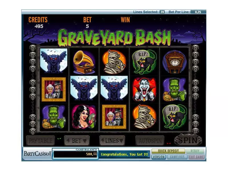 Graveyard Bash  Real Money Slot made by bwin.party - Main Screen Reels