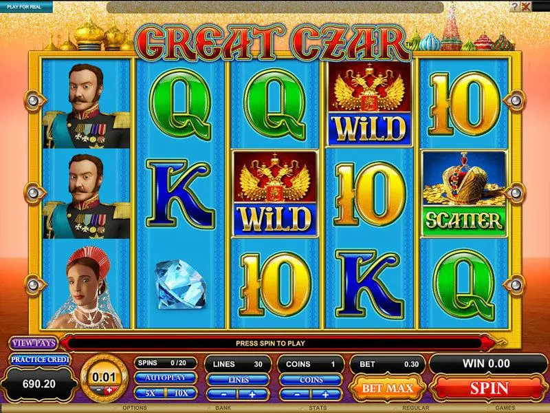 Great Czar  Real Money Slot made by Microgaming - Main Screen Reels