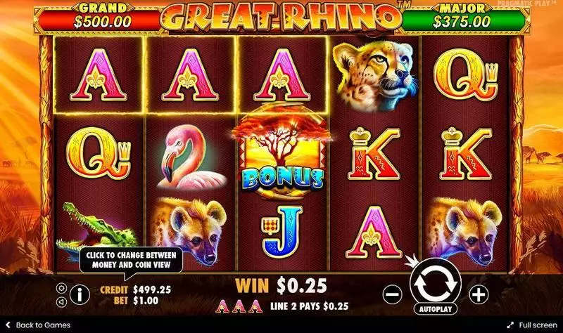 Great Rhino  Real Money Slot made by Pragmatic Play - Main Screen Reels