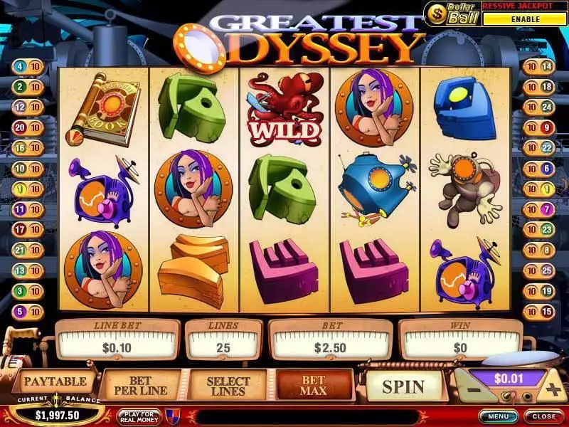 Greatest Odyssey  Real Money Slot made by PlayTech - Main Screen Reels