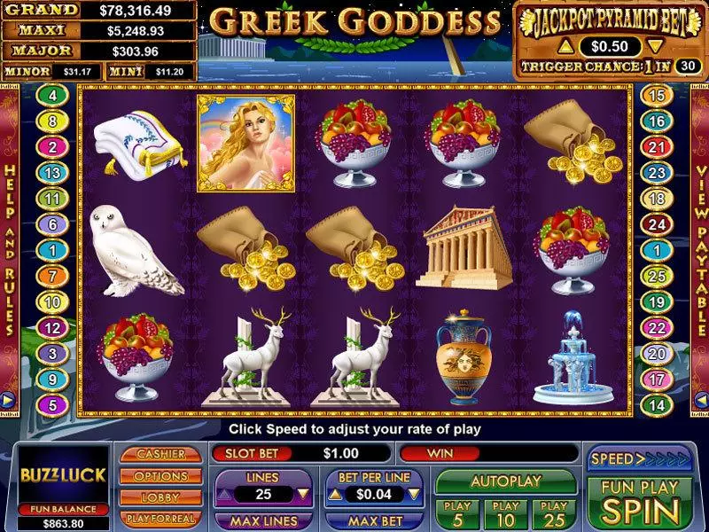 Greek Goddess  Real Money Slot made by NuWorks - Main Screen Reels