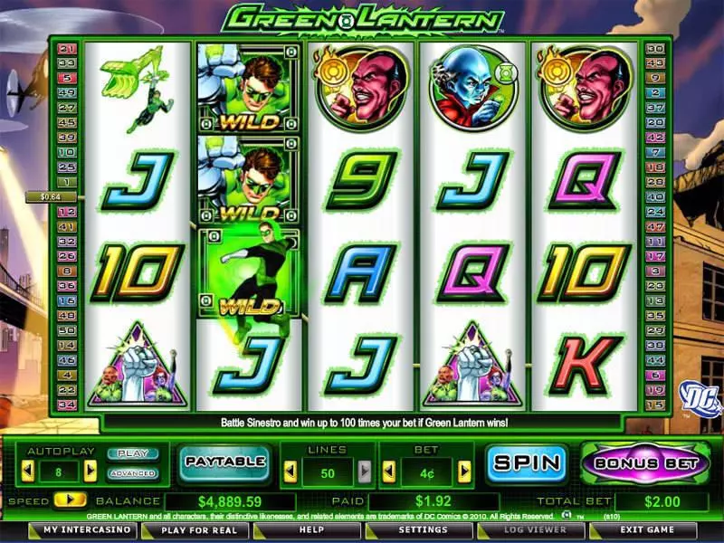 Green Lantern  Real Money Slot made by Amaya - Main Screen Reels