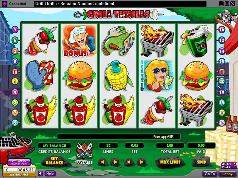 Grill Thrills  Real Money Slot made by 888 - Main Screen Reels