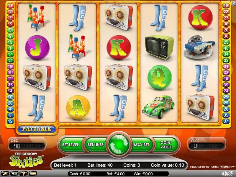 Groovy Sixties  Real Money Slot made by NetEnt - Main Screen Reels