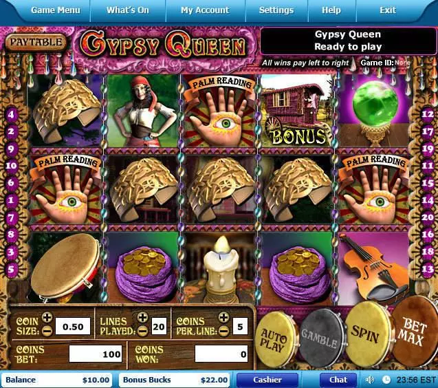 Gypsy Queen  Real Money Slot made by Leap Frog - Main Screen Reels