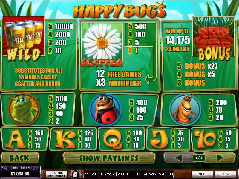 Happy Bugs  Real Money Slot made by PlayTech - Info and Rules