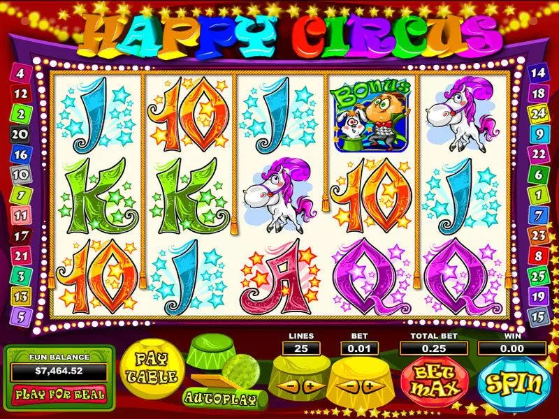 Happy Circus  Real Money Slot made by Topgame - Main Screen Reels
