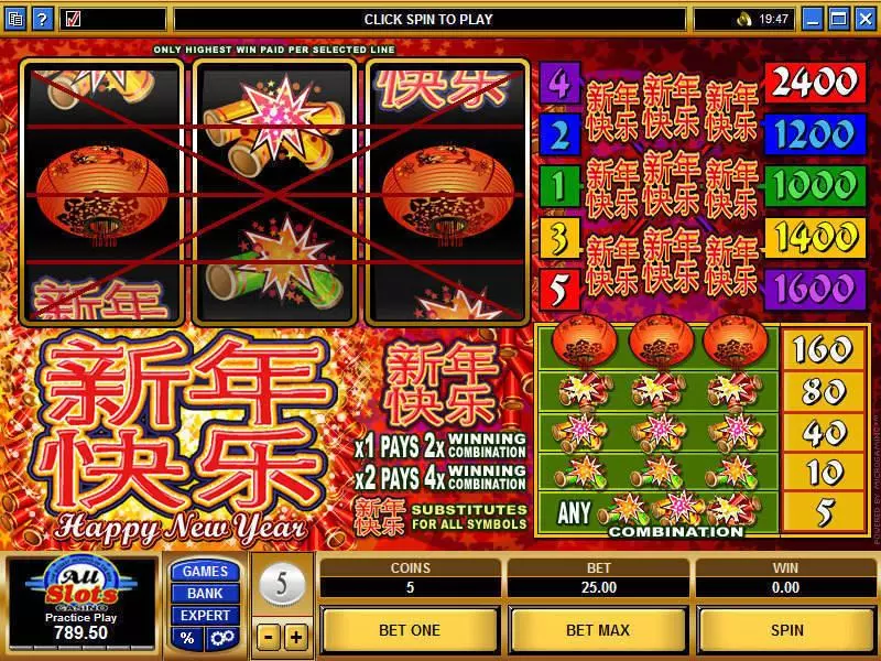 Happy New Year  Real Money Slot made by Microgaming - Main Screen Reels