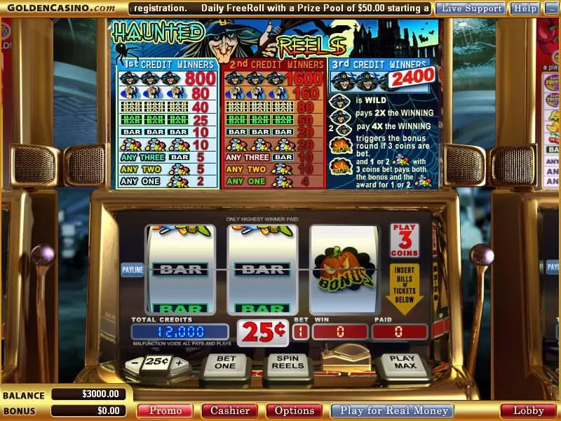 Haunted Reels  Real Money Slot made by Vegas Technology - Main Screen Reels
