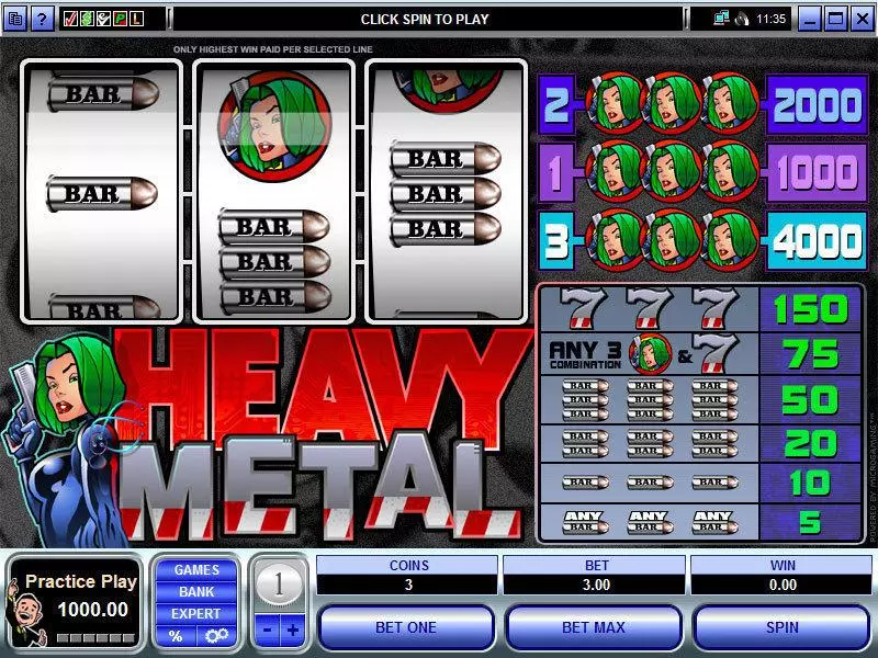 Heavy Metal  Real Money Slot made by Microgaming - Main Screen Reels
