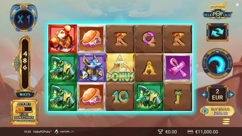 HelioPOPolis  Real Money Slot made by AvatarUX - Main Screen Reels