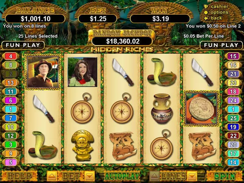 Hidden Riches  Real Money Slot made by RTG - Main Screen Reels