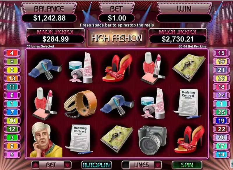 High Fashion  Real Money Slot made by RTG - Main Screen Reels