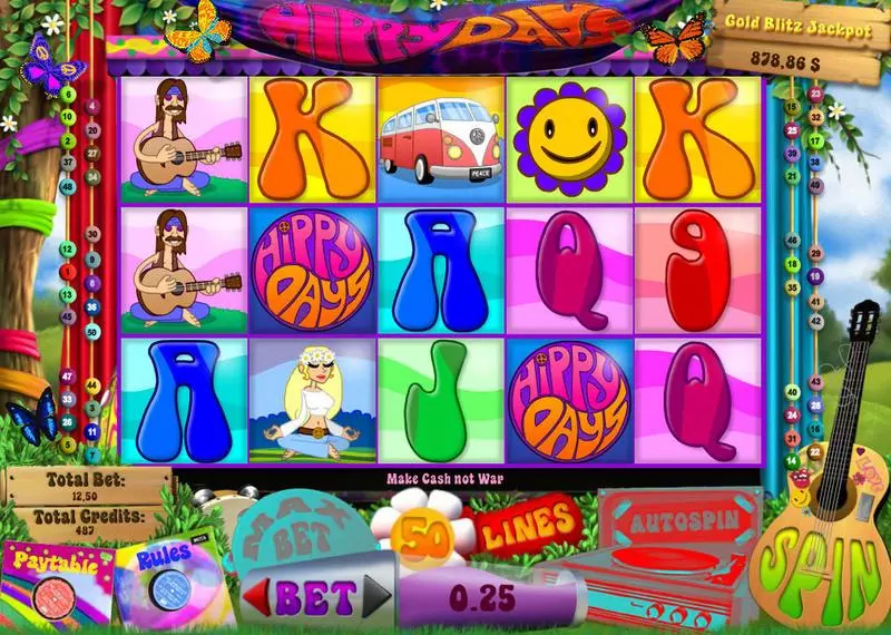 Hippy Days  Real Money Slot made by bwin.party - Main Screen Reels