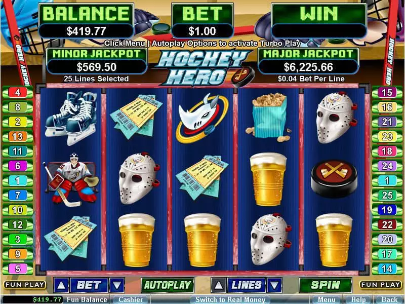 Hockey Hero  Real Money Slot made by RTG - Main Screen Reels