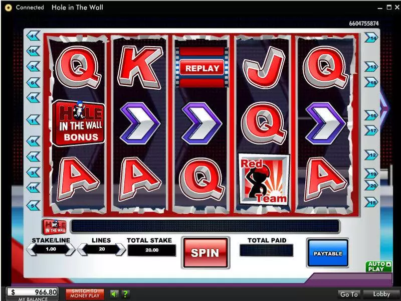 Hole In The Wall  Real Money Slot made by 888 - Main Screen Reels