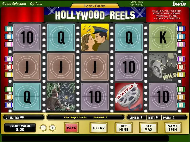 Hollywood Reels  Real Money Slot made by Amaya - Main Screen Reels