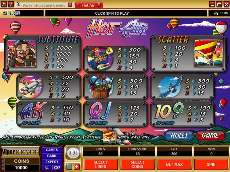 Hot Air  Real Money Slot made by Microgaming - Info and Rules