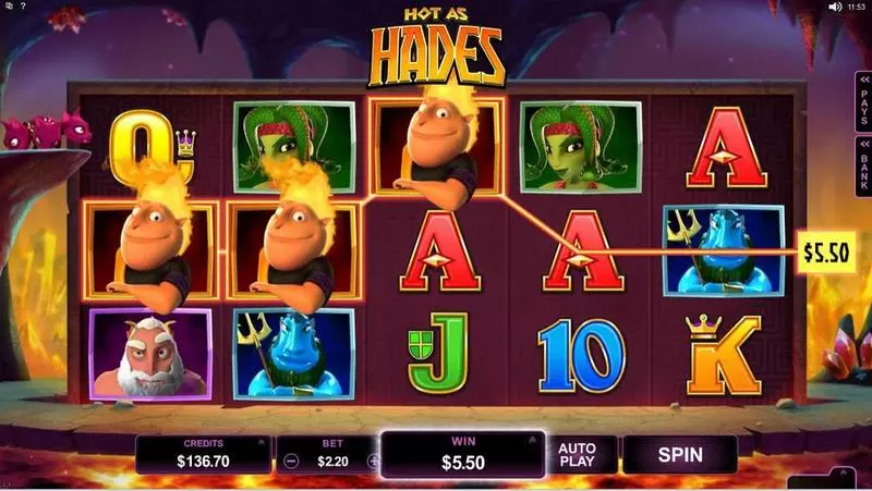 Hot as Hades  Real Money Slot made by Microgaming - Main Screen Reels