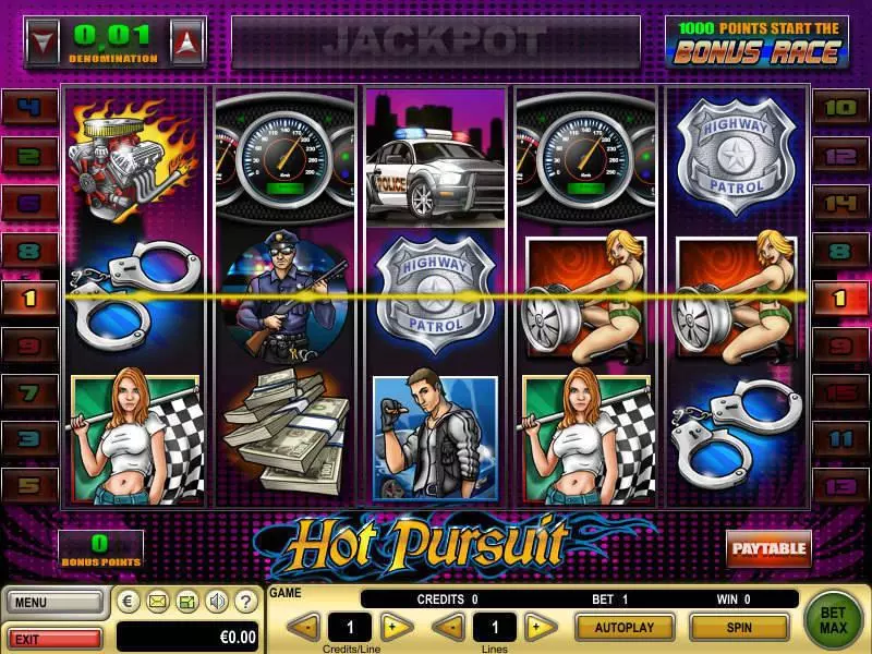 Hot Pursuit  Real Money Slot made by GTECH - Main Screen Reels