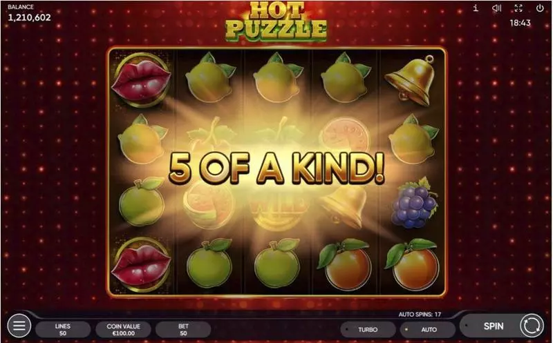 Hot Puzzle  Real Money Slot made by Endorphina - Winning Screenshot