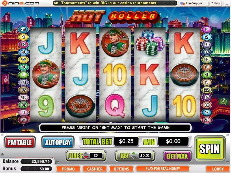 Hot Roller  Real Money Slot made by Vegas Technology - Main Screen Reels