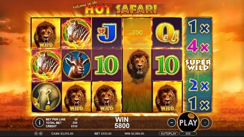 Hot Safari  Real Money Slot made by Topgame - Main Screen Reels