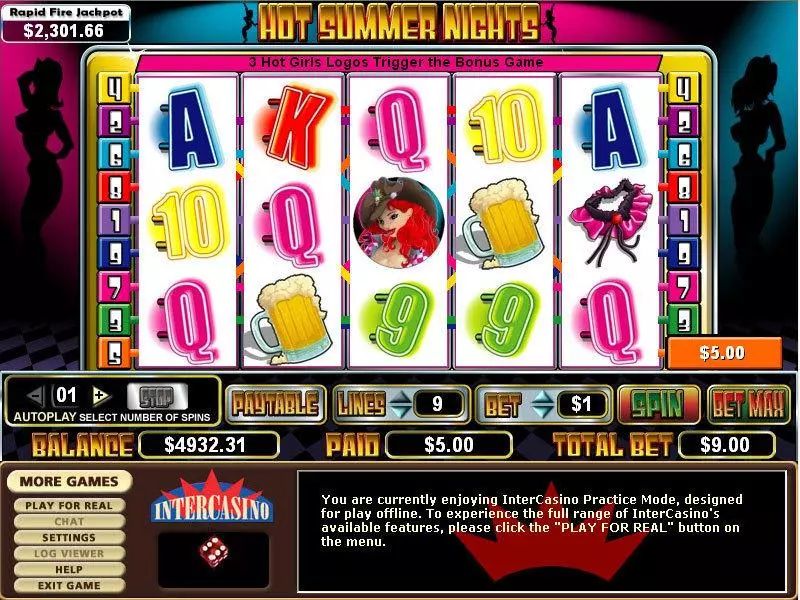 Hot Summer Nights  Real Money Slot made by CryptoLogic - Main Screen Reels