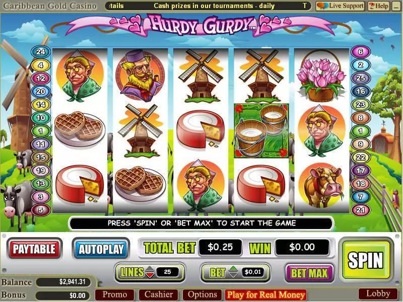 Hurdy Gurdy  Real Money Slot made by WGS Technology - Main Screen Reels