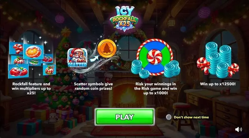 Icy Rockfall X25  Real Money Slot made by Mascot Gaming - Introduction Screen