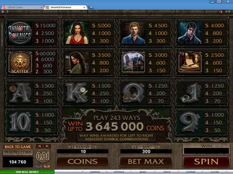 Immortal Romance  Real Money Slot made by Microgaming - Info and Rules