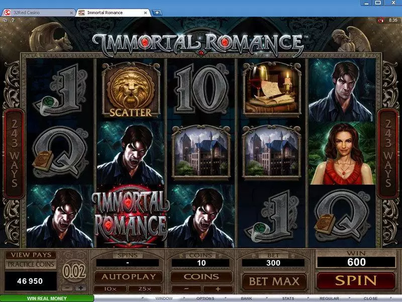 Immortal Romance  Real Money Slot made by Microgaming - Main Screen Reels
