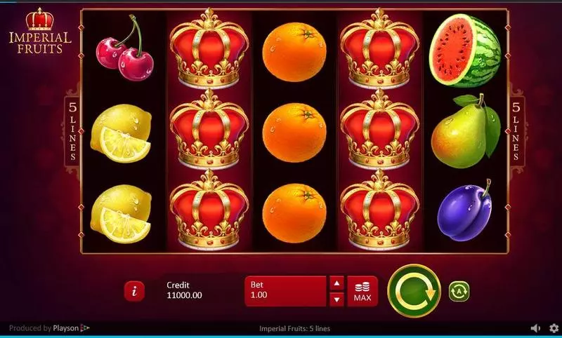 Imperial Fruits  Real Money Slot made by Playson - Main Screen Reels