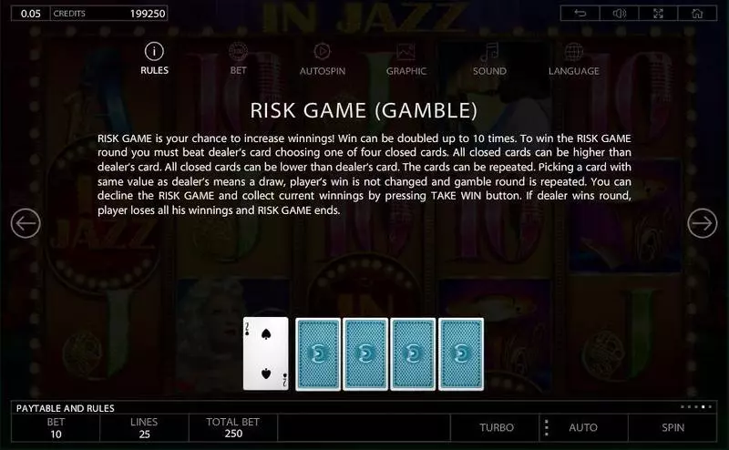 In Jazz  Real Money Slot made by Endorphina - Info and Rules