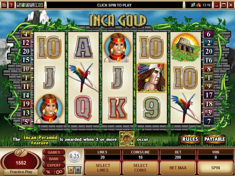 Inca Gold  Real Money Slot made by Microgaming - Main Screen Reels