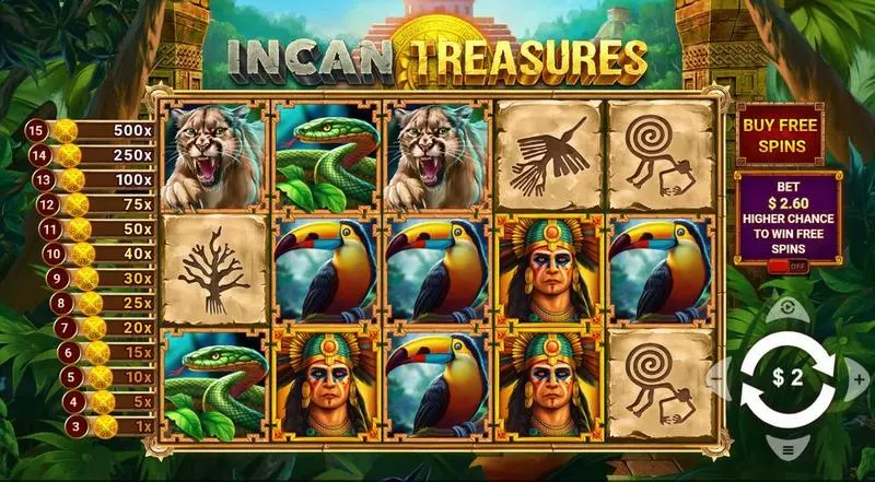 Incan Treasures  Real Money Slot made by Wizard Games - Main Screen Reels