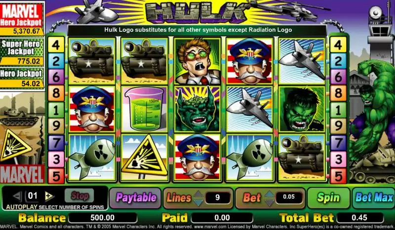 Incredible Hulk  Real Money Slot made by CryptoLogic - Main Screen Reels