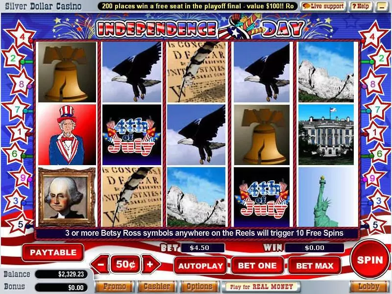Independence Day  Real Money Slot made by WGS Technology - Main Screen Reels