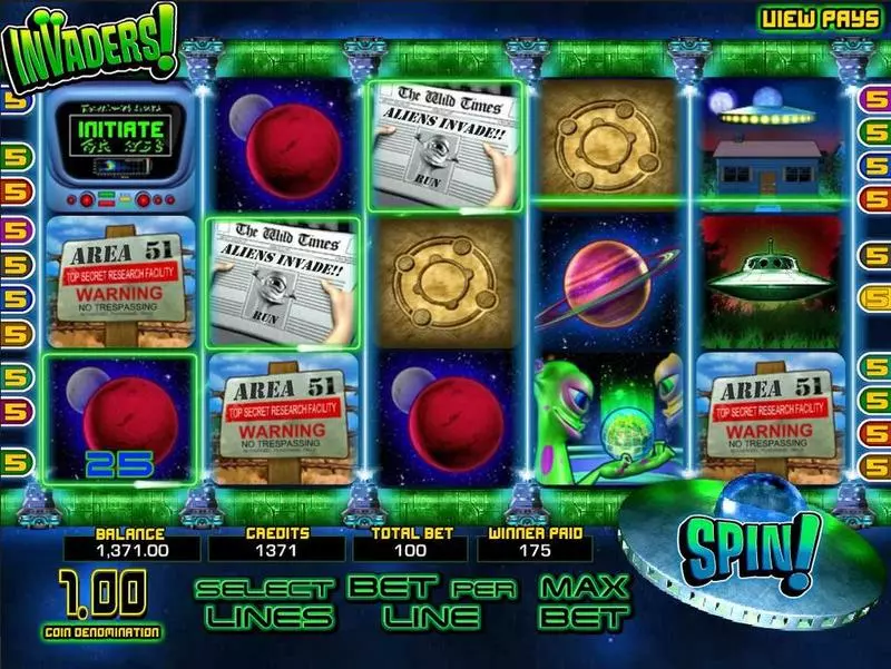 Invaders  Real Money Slot made by BetSoft - Introduction Screen