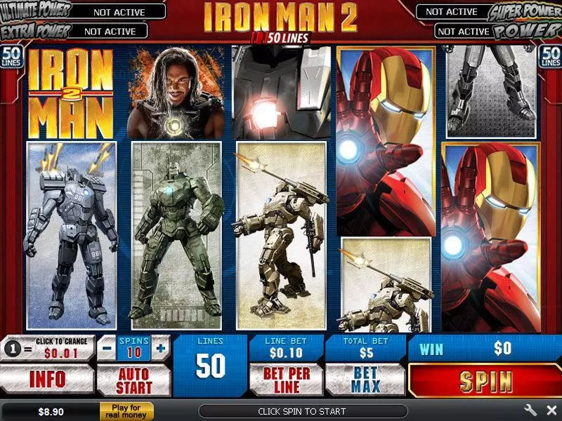 Iron Man 2 50 Line  Real Money Slot made by PlayTech - Main Screen Reels