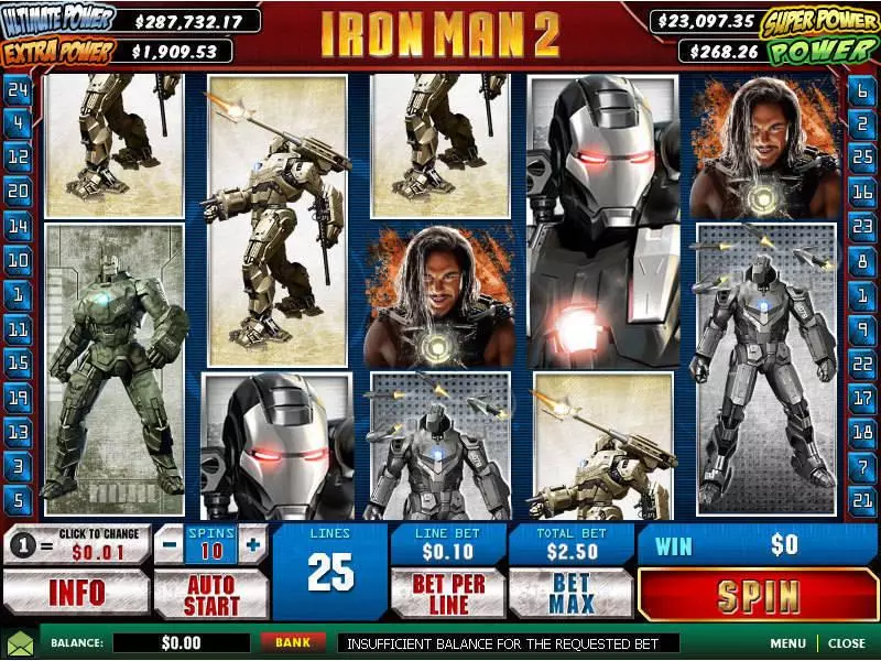 Iron Man 2  Real Money Slot made by PlayTech - Main Screen Reels