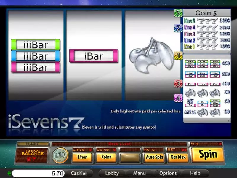 iSevens  Real Money Slot made by Saucify - Main Screen Reels