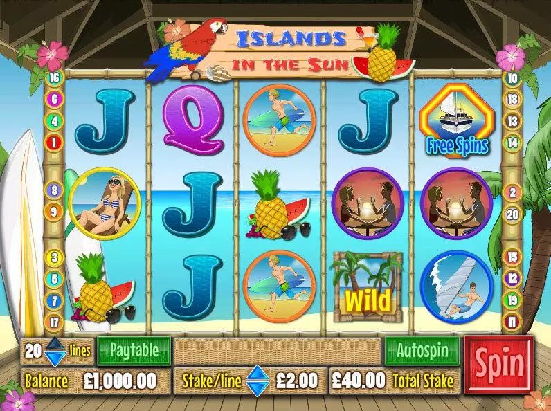 Islands in the Sun  Real Money Slot made by Wagermill - Main Screen Reels