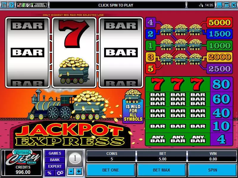 Jackpot Express  Real Money Slot made by Microgaming - Main Screen Reels