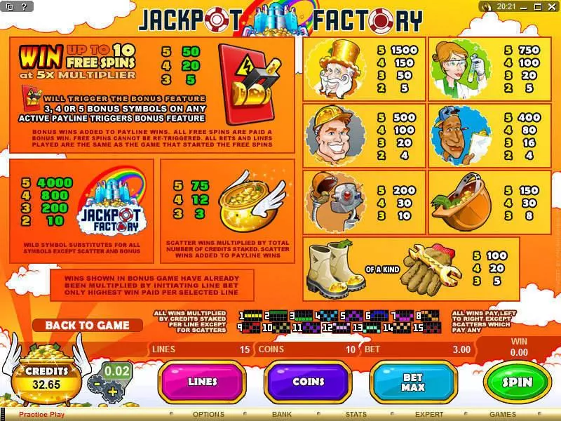 Jackpot Factory  Real Money Slot made by Microgaming - Info and Rules