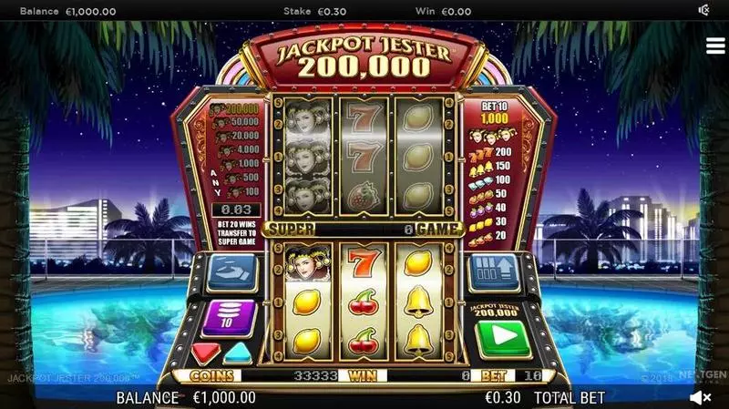 Jackpot Jester 200000   Real Money Slot made by NextGen Gaming - Main Screen Reels