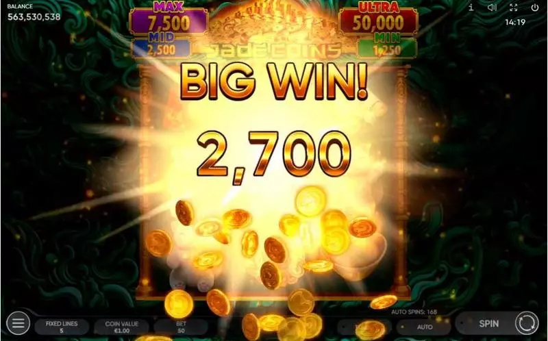 Jade Coins  Real Money Slot made by Endorphina - Winning Screenshot