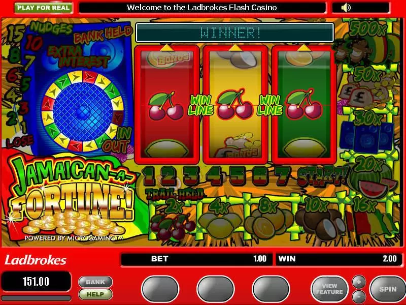 Jamaican a Fortune  Real Money Slot made by Microgaming - Main Screen Reels