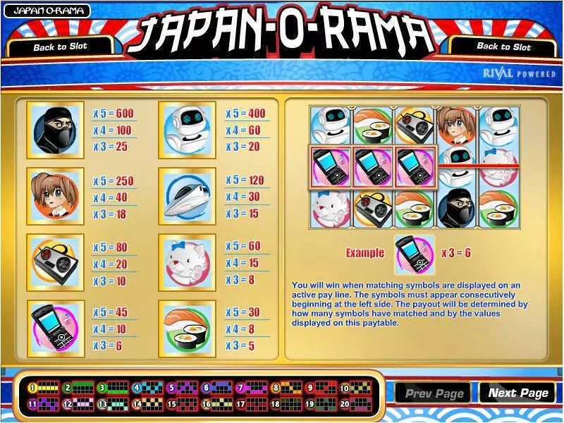 Japan-O-Rama  Real Money Slot made by Rival - Info and Rules