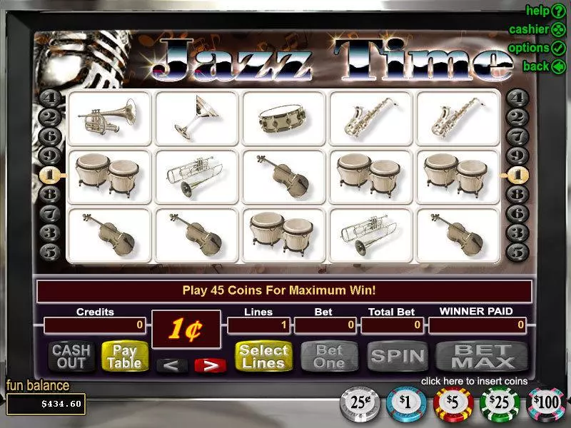Jazz Time  Real Money Slot made by RTG - Main Screen Reels